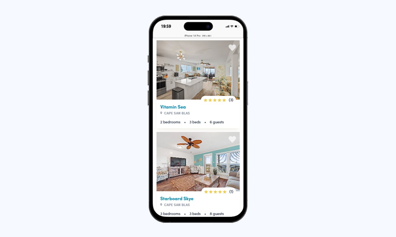 Mobile View of Rental Listings