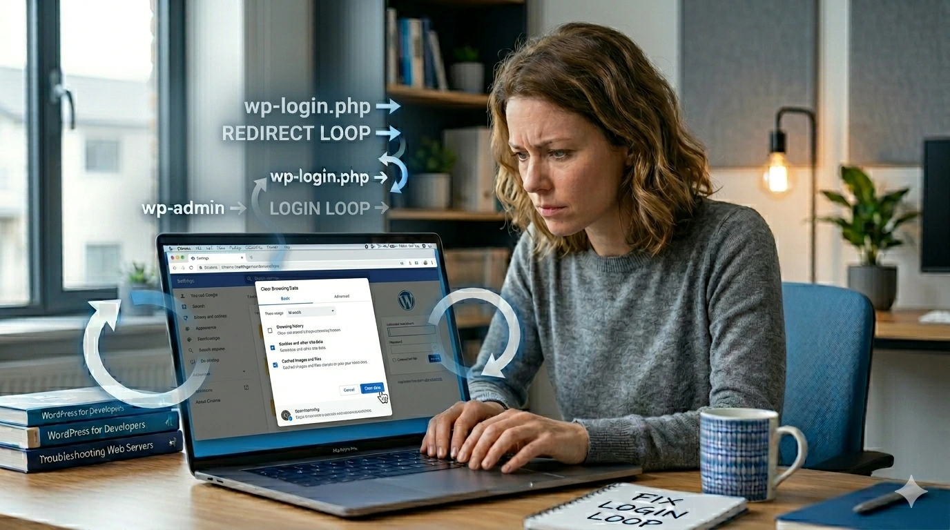 Clear browser cookies to fix WordPress login redirect loop