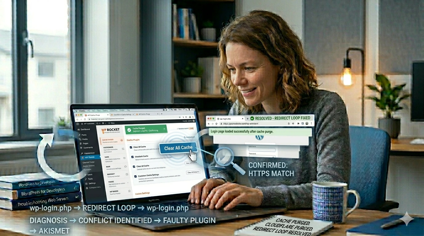 Clear website cache to fix WordPress login redirect