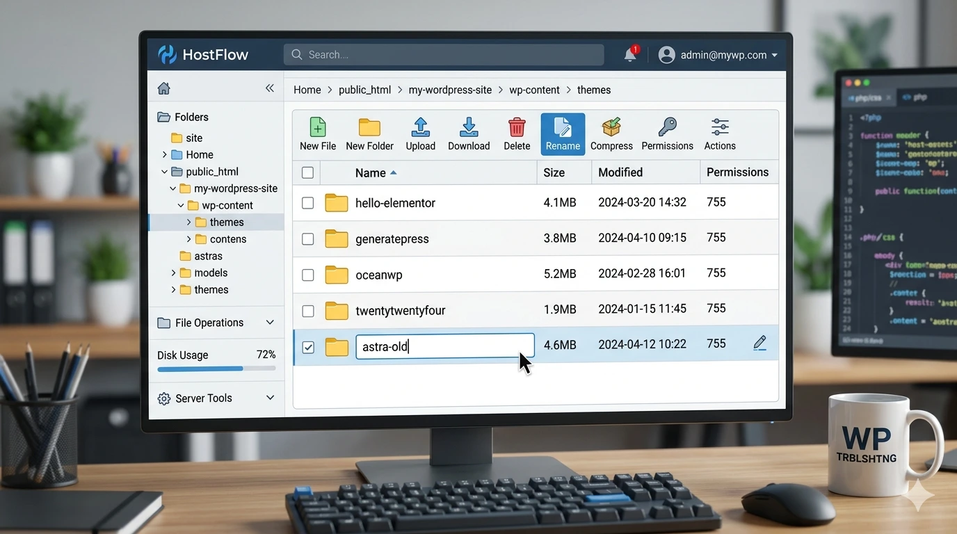 Rename WordPress theme folder