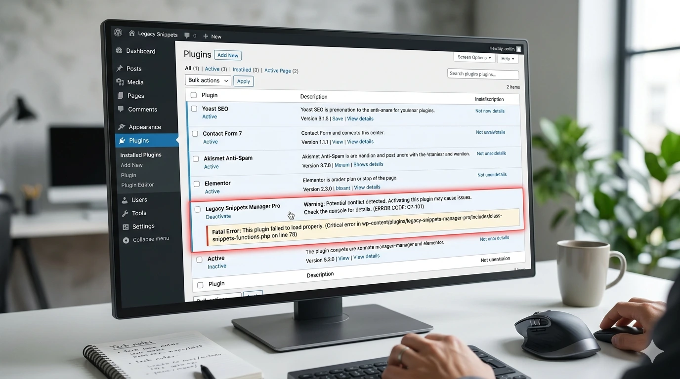WordPress plugin activation screen