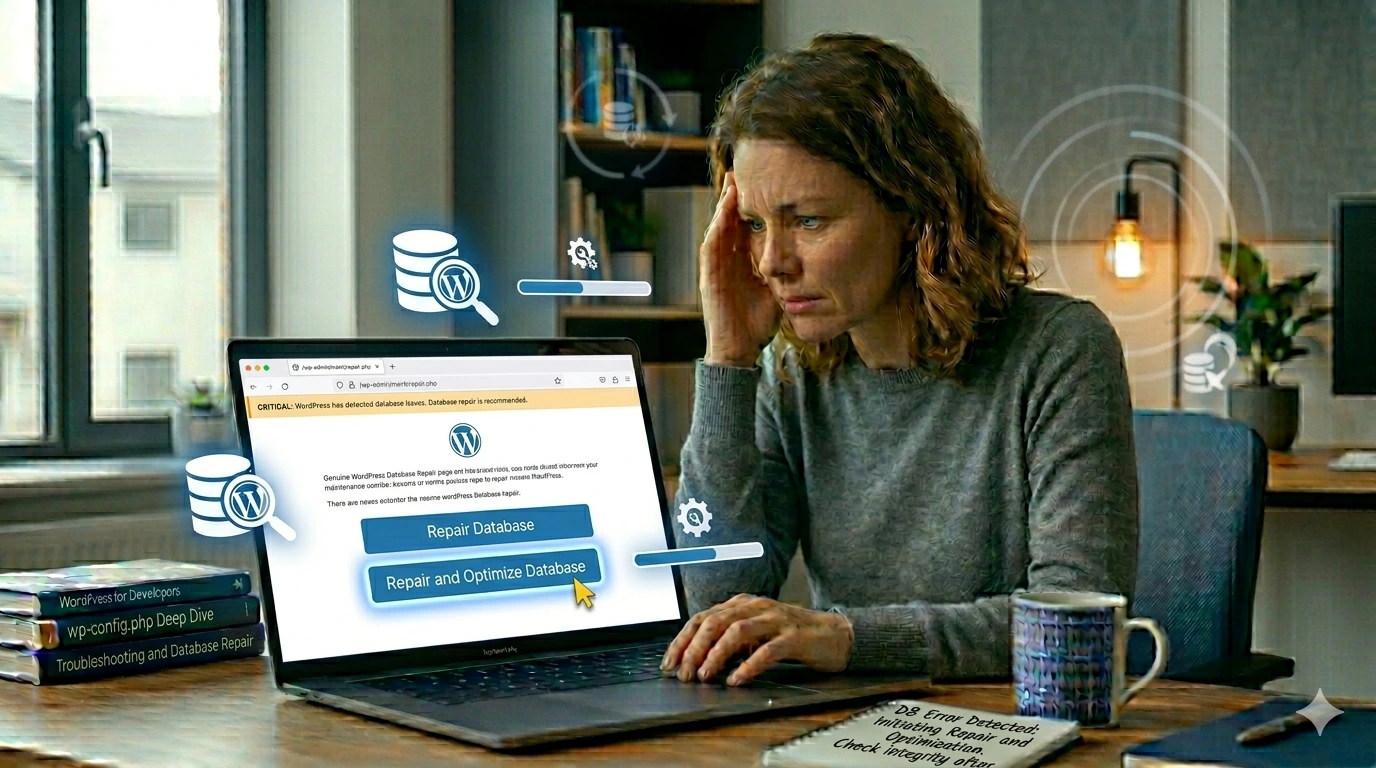WordPress database repair screen